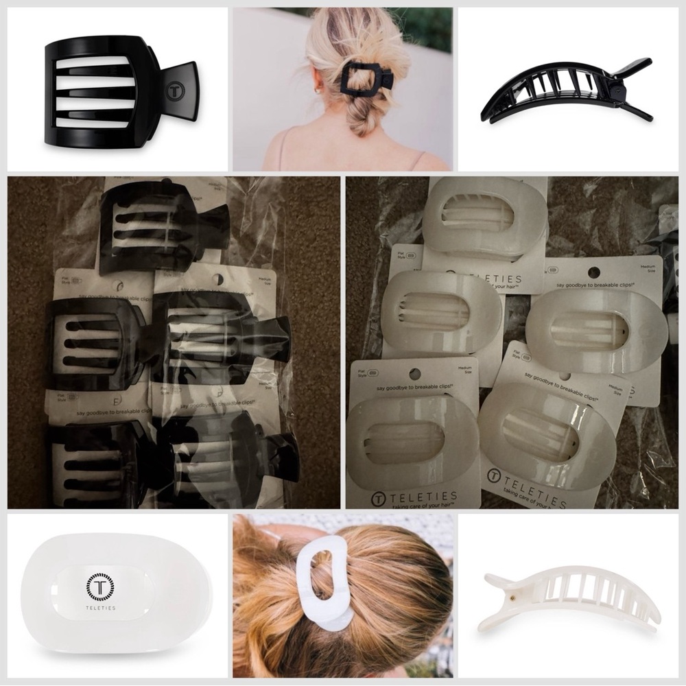 Sale! Lot of 10 TELETIES Hair Clips in medium size, two colors, NWT! + dsct ship